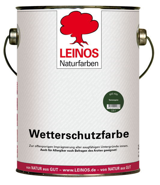 LEINOS Wetterschutzfarbe 2,5 l | Tannengrün Holzlasur für Holzfassaden Fenster Gartenhäuser| wetterbeständige Deckfarbe für effektive Versiegelung und langanhaltenden Schutz auf Ölbasis im Außenbereich