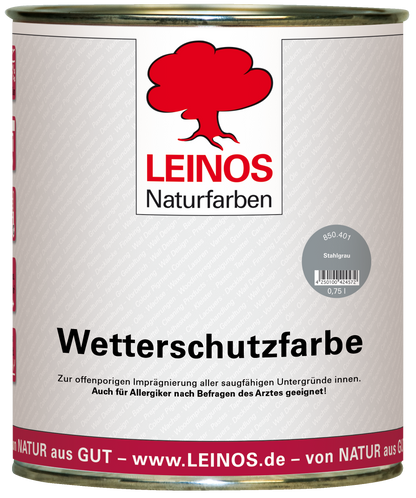 LEINOS Wetterschutzfarbe 750 ml | Stahlgrau Holzlasur für Holzfassaden Fenster Gartenhäuser| wetterbeständige Deckfarbe für effektive Versiegelung und langanhaltenden Schutz auf Ölbasis im Außenbereich