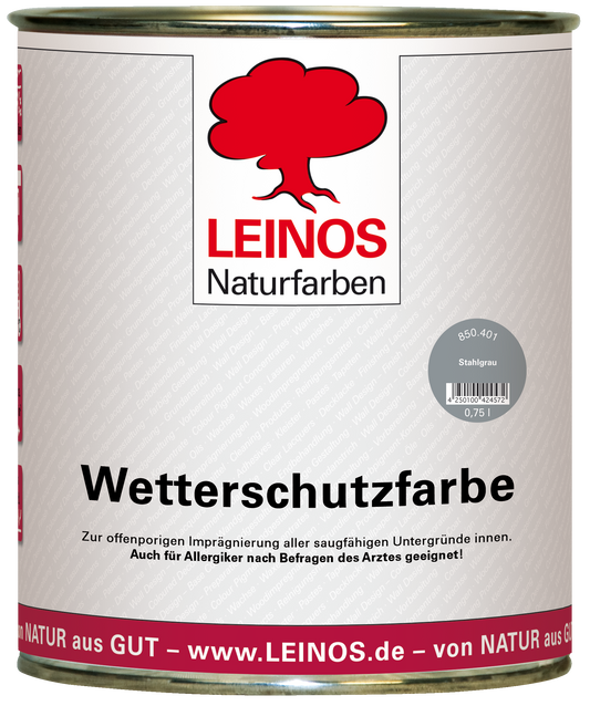 LEINOS Wetterschutzfarbe 750 ml | Stahlgrau Holzlasur für Holzfassaden Fenster Gartenhäuser| wetterbeständige Deckfarbe für effektive Versiegelung und langanhaltenden Schutz auf Ölbasis im Außenbereich