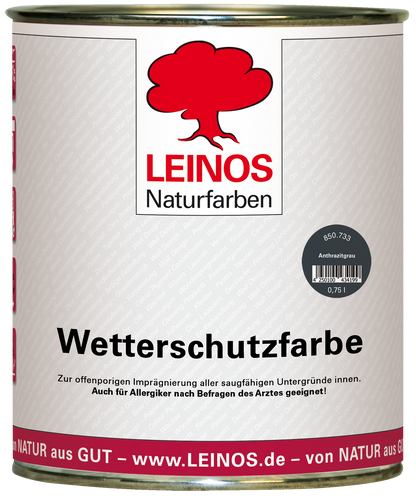 LEINOS Wetterschutzfarbe 750 ml | Anthrazitgrau Holzlasur für Holzfassaden Fenster Gartenhäuser| wetterbeständige Deckfarbe für effektive Versiegelung und langanhaltenden Schutz auf Ölbasis im Außenbereich