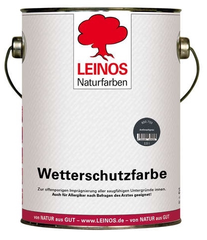 LEINOS Wetterschutzfarbe 2,5 l | Anthrazitgrau Holzlasur für Holzfassaden Fenster Gartenhäuser| wetterbeständige Deckfarbe für effektive Versiegelung und langanhaltenden Schutz auf Ölbasis im Außenbereich