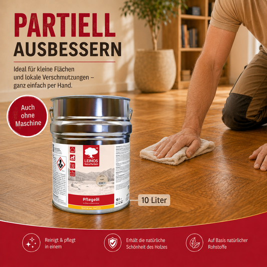 LEINOS 285 Pflegeöl 002 farblos  10 Liter | Zur Behandlung aller geölten und gewachsten Flächen wie Holz, Kork und Linoleum im Innenbereich |