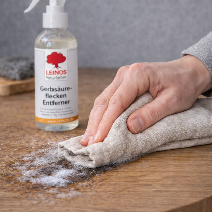 LEINOS Gerbsäureflecken Entferner 946 – 250ml Spezialreiniger für Eichenholz & Edelhölzer – entfernt dunkle Flecken & Verfärbungen durch Gerbsäure – Wasserbasiert, Biologisch Abbaubar & Farblos