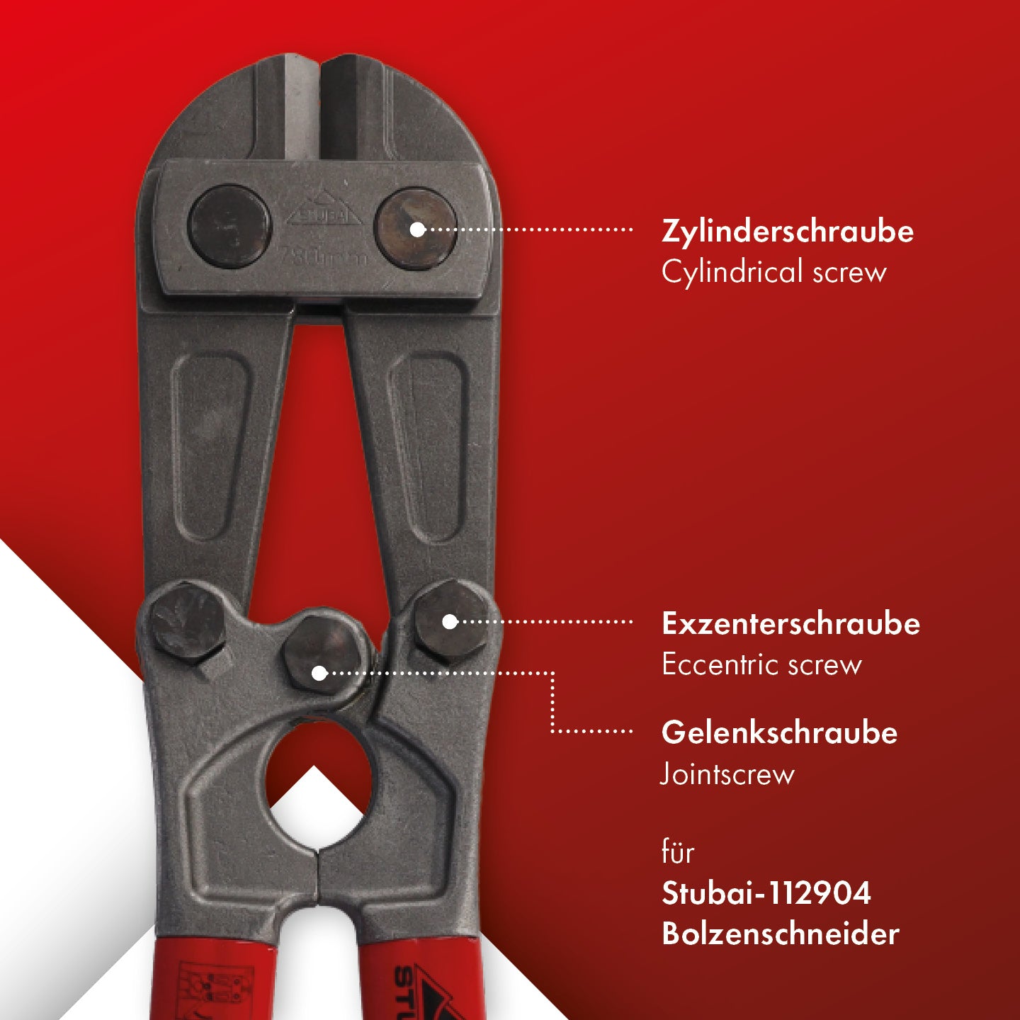 Bolzenschneider 780 mm | STUBAI Metallschneider für die Metallbearbeitung, zum Schneiden von Baustahl, Bolzen, Drahtstiften, Stahlstangen