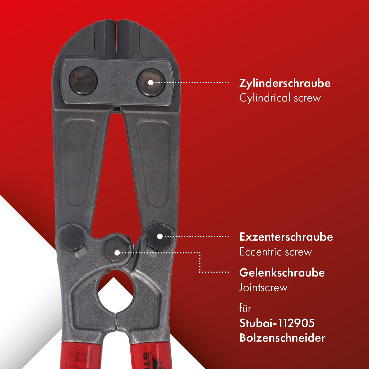 Bolzenschneider 920 mm | STUBAI Metallschneider für die Metallbearbeitung, zum Schneiden von Baustahl, Bolzen, Drahtstiften, Stahlstangen