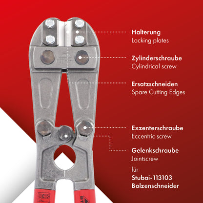 Exzenterschraube 35 mm | für STUBAI Bolzenschneider 630mm, mit auswechselbaren Dreikantschneiden, Mattenschneider 900mm | Ersatzteil aus robustem Material, optimale Passform