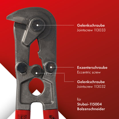 Gelenkschraube 35 mm | für STUBAI Bolzenschneider 630 mm, mit auswechselbaren Dreikantschneiden, Mattenschneider 900 mm | Ersatzteil aus robustem Material, optimale Passform