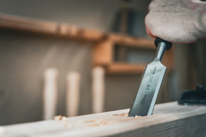 STUBAI Stechbeitel mit schwarzem Plastikgriff & extra langer Klinge, Ø 35 mm, Stemmeisen zur präzisen Bearbeitung von Holz hochwertiges Werkzeug für Schreiner Tischler Heimwerker