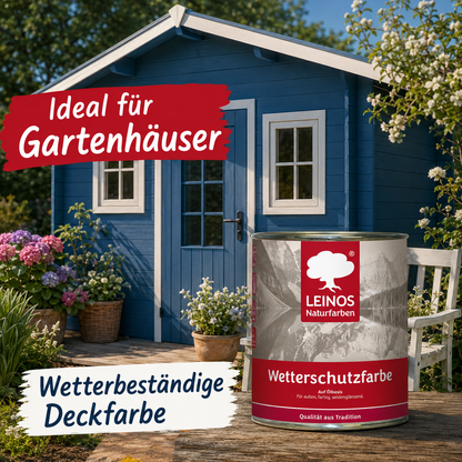 LEINOS Wetterschutzfarbe 750 ml | Friesenblau Holzlasur für Holzfassaden Fenster Gartenhäuser| wetterbeständige Deckfarbe für effektive Versiegelung und langanhaltenden Schutz auf Ölbasis im Außenbereich