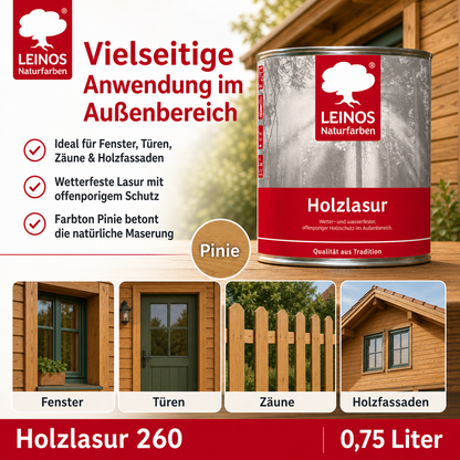 Wetterfeste Holzlasur für Außen 022 Pinie 2,50 Liter - offenporiger Holzschutz mit Filmschutz gegen Pilzbefall - für Fenster, Türen, Zäune & Pergolen - wasserabweisend, lasierend