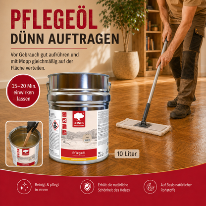 LEINOS 285 Pflegeöl 202 Weiß 10 Liter | Zur Behandlung aller geölten und gewachsten Flächen wie Holz, Kork und Linoleum im Innenbereich |