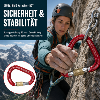 STUBAI HMS Karabiner Pico rot – Easylock, 80 g