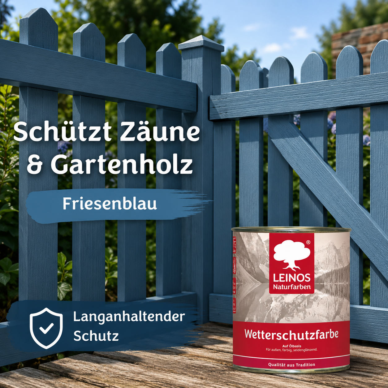 LEINOS Wetterschutzfarbe 750 ml | Friesenblau Holzlasur für Holzfassaden Fenster Gartenhäuser| wetterbeständige Deckfarbe für effektive Versiegelung und langanhaltenden Schutz auf Ölbasis im Außenbereich