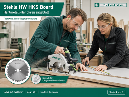 Stehle HW HKS Board Handkreissägeblatt 160x2,2x20mm Z=48 WS | Wechselverzahnung ist speziell für Längs- und Querschnitte | Großzügige HW TC10 Bestückung für viele Nachschliffe