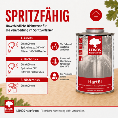 LEINOS Holzöl 1,0 l | Farbloses Hartöl für Möbel, Tische, Arbeitsplatten | Öl für Teak, Eiche & weitere Hölzer | Natürliche Imprägnierung & effektive Versiegelung mit langanhaltendem Schutz innen