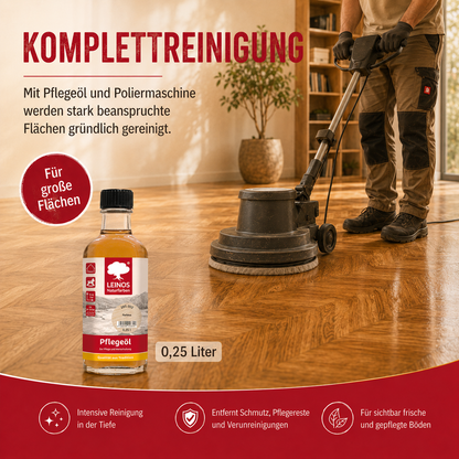 LEINOS Pflegeöl 285 | 0,25 L farblos (002) | Für alle geölten & gewachsten Holz-, Kork- & Linoleumflächen | Schutz gegen Laufstraßen | Seidenmatt & wasserabweisend | Innenbereich