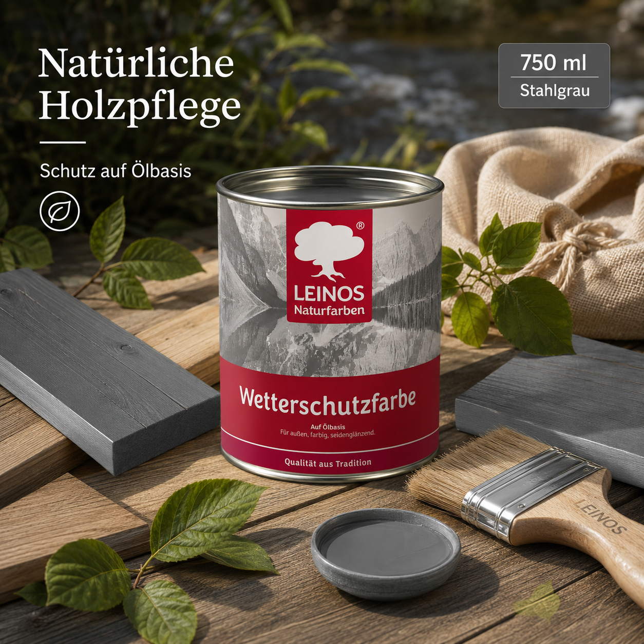 LEINOS Wetterschutzfarbe 750 ml | Stahlgrau Holzlasur für Holzfassaden Fenster Gartenhäuser| wetterbeständige Deckfarbe für effektive Versiegelung und langanhaltenden Schutz auf Ölbasis im Außenbereich