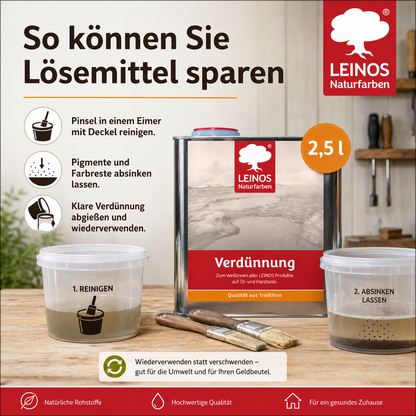 LEINOS 200 Verdünnung 2,5 Liter | Zum Verdünnen aller öligen Produkte sowie zur Reinigung der Arbeitsgeräte. Auch als Fleckentferner geeignet.