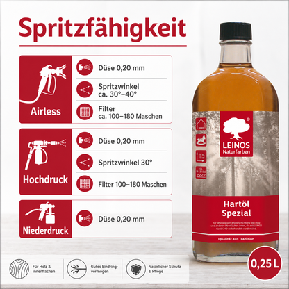 Leinos Spezial Hartöl 250 ml | Farbloses Versiegelungsöl | Holzöl für effektive Endbeschichtung und langanhaltenden Schutz im Innenbereich