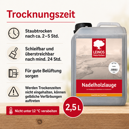LEINOS 927 Nadelholzlauge 2,5 l Farblos | Zur Veredelung von Nadelhölzern im Innenbereich |  für Fußböden, Wände, Decken, Türen, Möbel