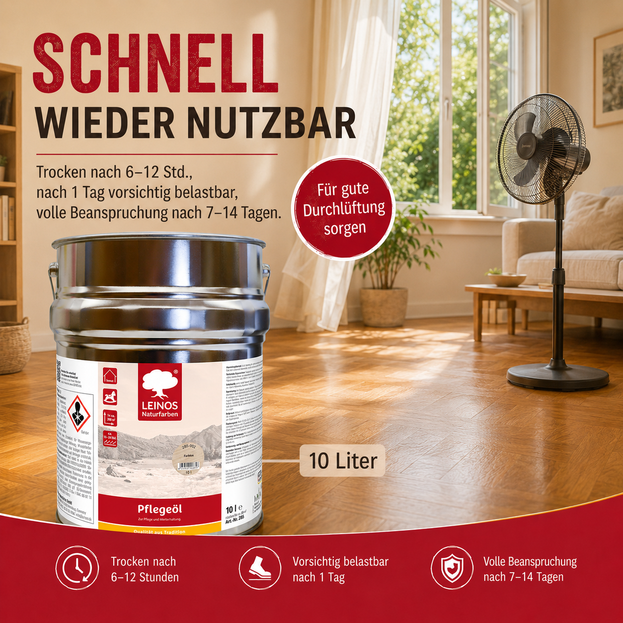 LEINOS 285 Pflegeöl 202 Weiß 10 Liter | Zur Behandlung aller geölten und gewachsten Flächen wie Holz, Kork und Linoleum im Innenbereich |