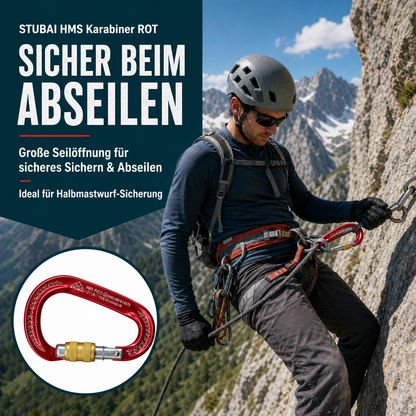 STUBAI HMS Karabiner Pico rot – Easylock, 80 g
