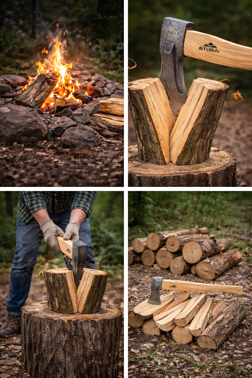 STUBAI Superspalter Natureline 1800 g | Profi-Spaltaxt mit Keilstegen für Kamin- & Brennholz | Geschmiedetes Forstwerkzeug aus Stahl | 700 mm lang | hohe Spaltleistung bei geringem Kraftaufwand
