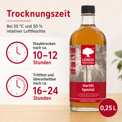 Leinos Spezial Hartöl 250 ml | Farbloses Versiegelungsöl | Holzöl für effektive Endbeschichtung und langanhaltenden Schutz im Innenbereich