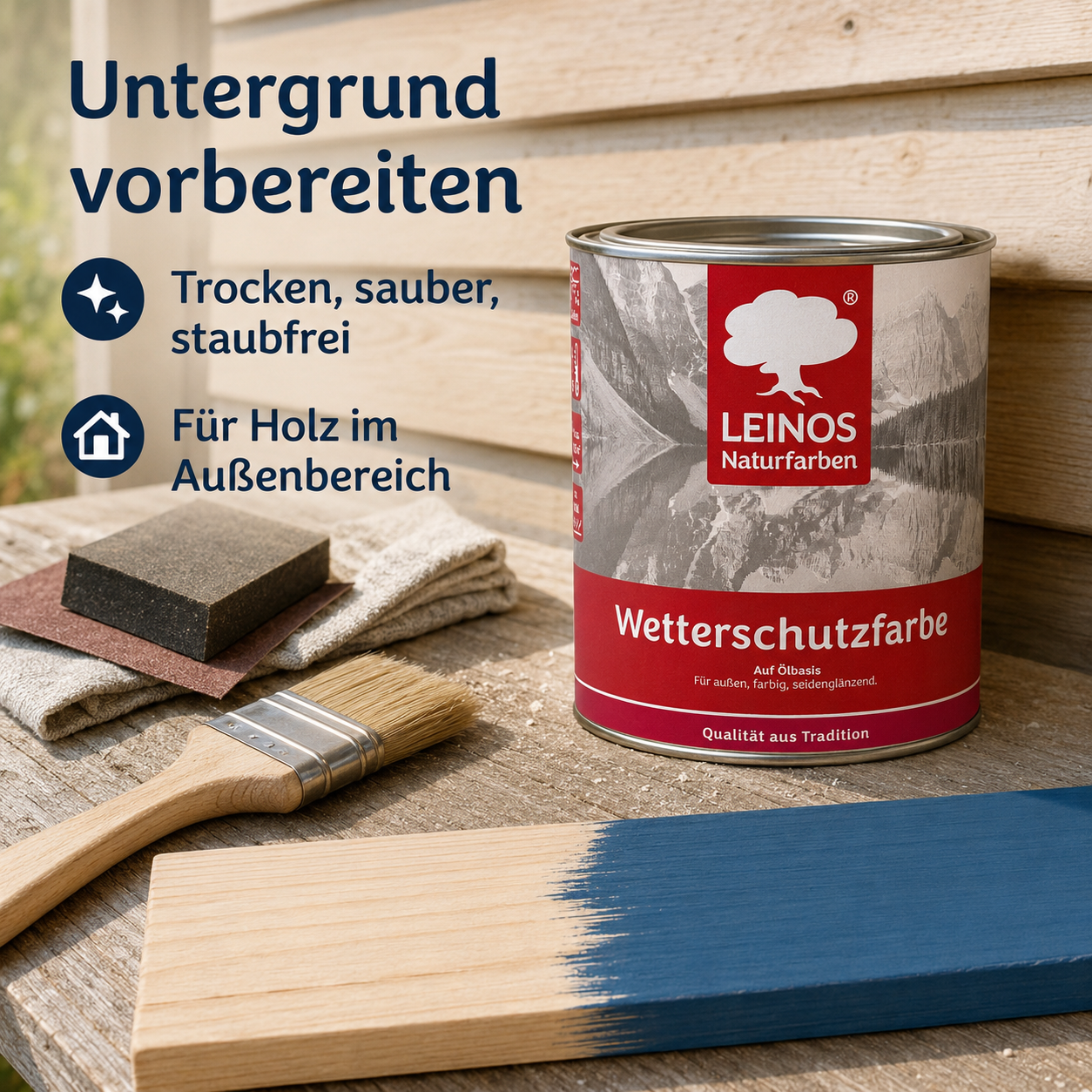 LEINOS Wetterschutzfarbe 750 ml | Friesenblau Holzlasur für Holzfassaden Fenster Gartenhäuser| wetterbeständige Deckfarbe für effektive Versiegelung und langanhaltenden Schutz auf Ölbasis im Außenbereich