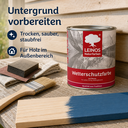 LEINOS Wetterschutzfarbe 750 ml | Friesenblau Holzlasur für Holzfassaden Fenster Gartenhäuser| wetterbeständige Deckfarbe für effektive Versiegelung und langanhaltenden Schutz auf Ölbasis im Außenbereich