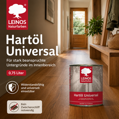 LEINOS 259 Hartöl Universal 0,75 l |Für alle Hölzer im Innenbereich, insbesondere Fußböden, aber auch für Kork | Leicht zu verarbeitende, universelle Grundierung und Endbeschichtung