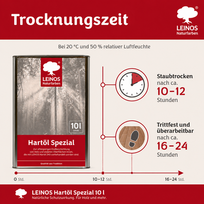 Leinos Spezial Hartöl 10 L | Farbloses Versiegelungsöl | Holzöl für effektive Endbeschichtung und langanhaltenden Schutz im Innenbereich