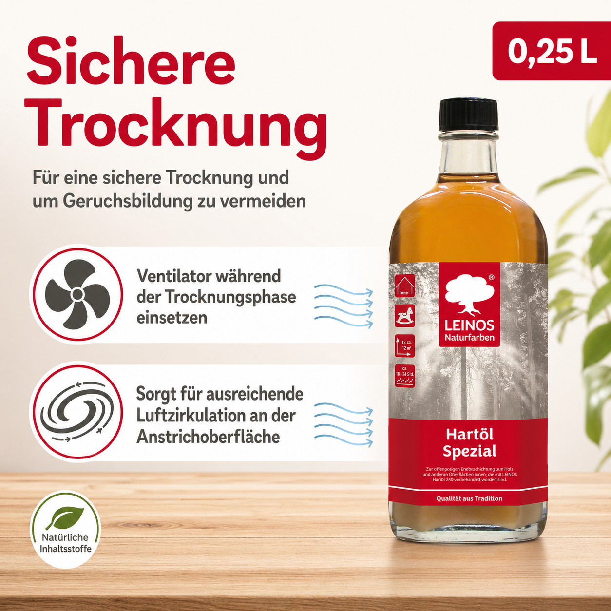 Leinos Spezial Hartöl 250 ml | Farbloses Versiegelungsöl | Holzöl für effektive Endbeschichtung und langanhaltenden Schutz im Innenbereich