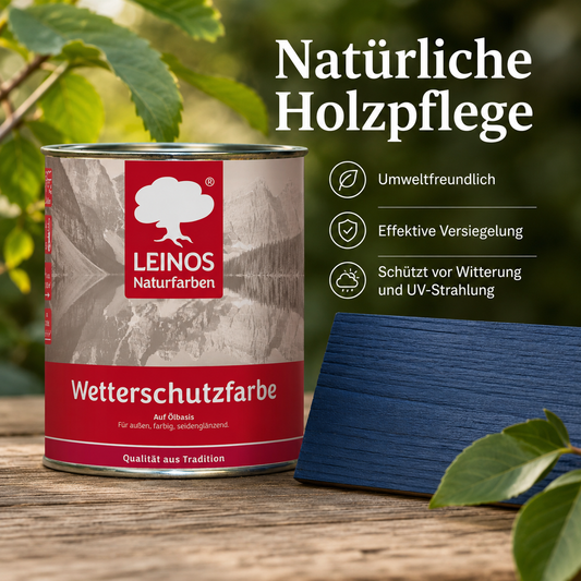 LEINOS Wetterschutzfarbe 750 ml | Friesenblau Holzlasur für Holzfassaden Fenster Gartenhäuser| wetterbeständige Deckfarbe für effektive Versiegelung und langanhaltenden Schutz auf Ölbasis im Außenbereich