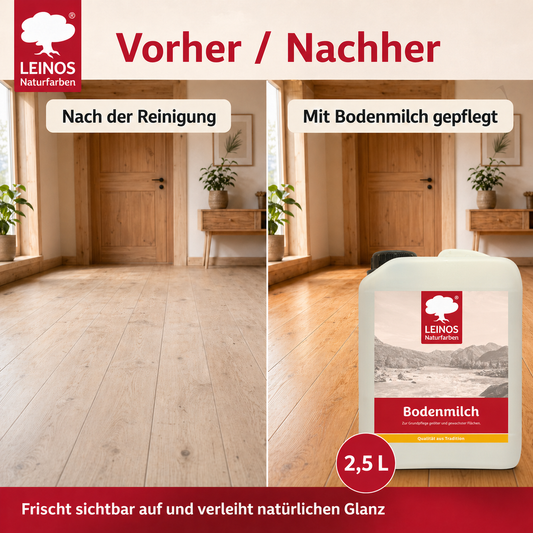 LEINOS 920 Bodenmilch 2,5 Liter | Pflegemittel für geölte, gewachste und lackierte Fußböden |  Holz, Kork und Linoleum | ergibt seidenglänzende Oberfläche