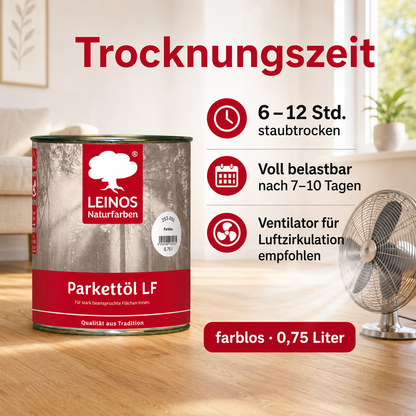 LEINOS Parkettöl LF 253 farblos 0,75 L – Lösemittelfreies Naturöl für Holzfußböden, offenporig & atmungsaktiv, schützt Parkett, Dielen & Massivholz im Innenbereich, betont die natürliche Maserung