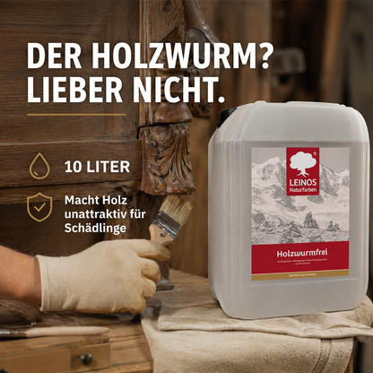 LEINOS Holzwurmfrei 130 - 10 Liter - Holzverfestigungsmittel gegen Insekten und Pilze, Schutz vor Holzwürmern
