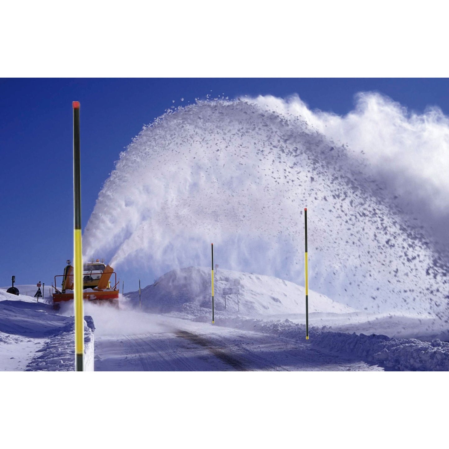 NESTLE Schneeleitstab aus Holz, 200 cm, schwarz/gelb, 12 Stück im Set