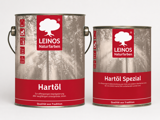 LEINOS Holzöl 2,5 l im Set mit Hartöl Spezial 750 ml als Finish | Farbloses Möbelöl für stark beanspruchte Oberflächen | Effektive Versiegelung und langanhaltenden Schutz im Innenbereich