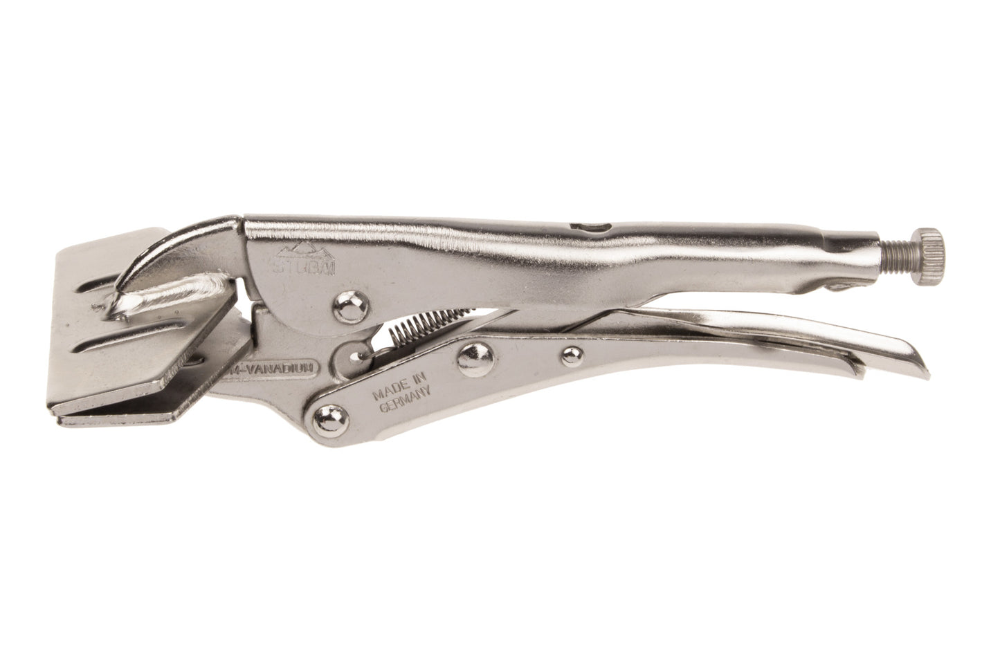 STUBAI BREITMAUL-GRIPZANGE 180 mm | Profi-Spannzange zum Fixieren, Biegen & Bördeln von Blech & Profilen | vernickelte Oberfläche – Zangenmaul 80 mm, Öffnung 45 mm, Gewicht 470 g