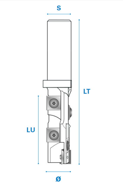 Schruppfräser mit Wendemesser und Wendeplatten Bohrschneide - Hartmetall Rechtslauf Schneide 3/6+1