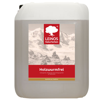 LEINOS Holzwurmfrei 130 | 20 Liter  Holzschutz gegen Insekten- & Pilzbefall | Für Innen, überdachten Außenbereich & Feuchträume | Holzverfestiger mit physikalisch-mechanischer Wirkung