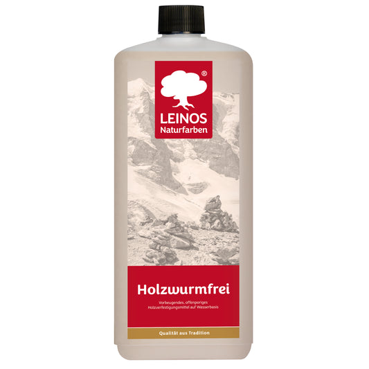 LEINOS Holzwurmfrei 130 | Holzschutz gegen Insekten- & Pilzbefall | Für Innen, überdachten Außenbereich & Feuchträume | Holzverfestiger mit physikalisch-mechanischer Wirkung | 1L