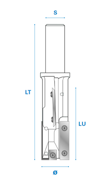 Wendeshaftfräser mit Wechselseitigem Achswinkel und Wendeplatten Bohrschneide, Schneide 2/4+1, Hartmetall, Ø 30 Rechts, 75 - 140 - 20