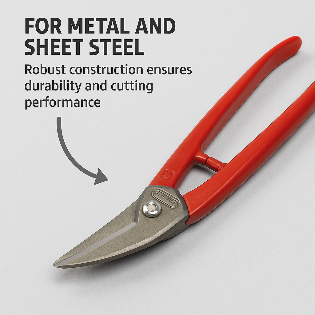 Metallschere 250 mm | Für gerade & kreisförmige Schnitte | Figurenschere & Lochschere für Stahlblech | Vielseitige Blechschere für präzises Arbeiten im Metallbau, Handwerk & Industrie