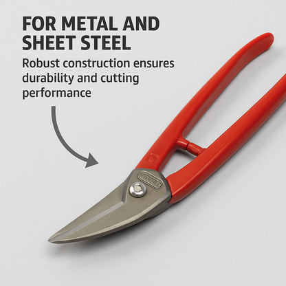 Metallschere 250 mm | Für gerade & kreisförmige Schnitte | Figurenschere & Lochschere für Stahlblech | Vielseitige Blechschere für präzises Arbeiten im Metallbau, Handwerk & Industrie