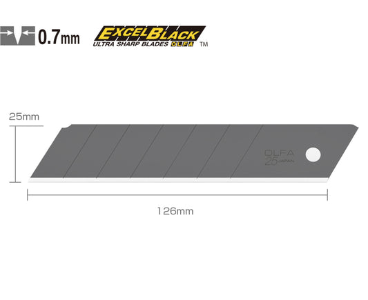 OLFA HBB 5B 25mm 5 ultrascharf Excel Black Klingen, Kunststoffbox in Blister