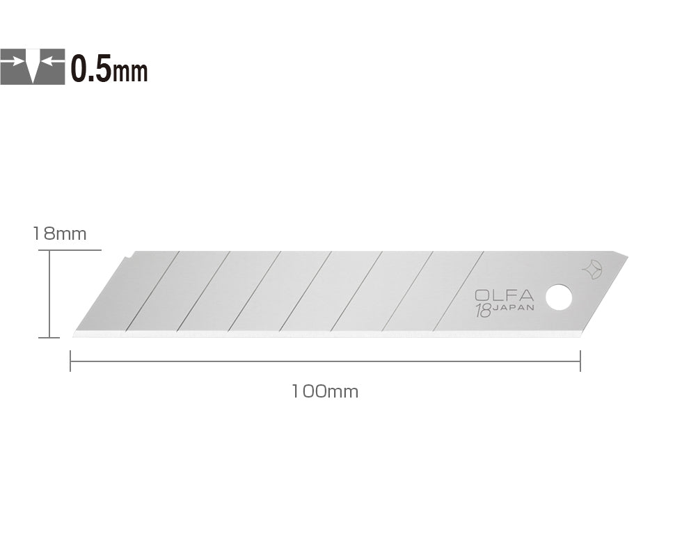 OLFA LB 50B 18mm 50 Klingen, Kunststoffbox in Blister