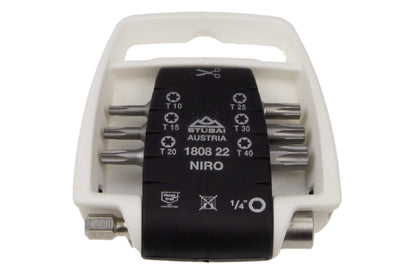 STUBAI Spenglersatz 12-tlg. in Rolltasche mit Durchlaufschere, Blechscheren, Falzzange, Falzaufbiegezange, Anreißwerkzeugen, Bit-Set und Stemmeisen