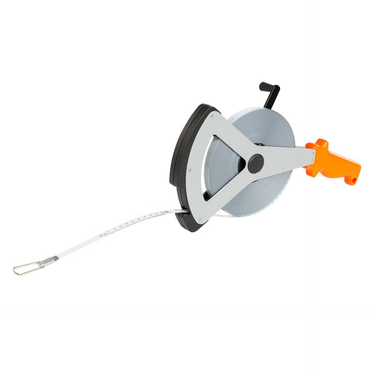 NESTLE Stahlbandmaß, 100 m, Anfang A, weißlackiert, V-Rahmen